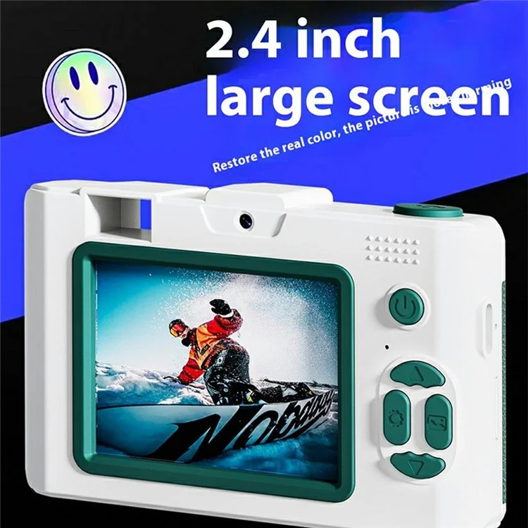M16 2.4 Inch Screen HD Dual Lens Digital Camera 16X Zoom Retro CCD Camcorder with LED Flash - Green
