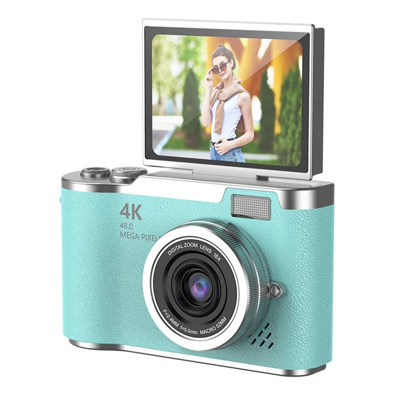 LK007 2.4 Inch Flip Screen High Definition Digital Camera 8X Zoom Auto Focus CCD Camcorder - Green