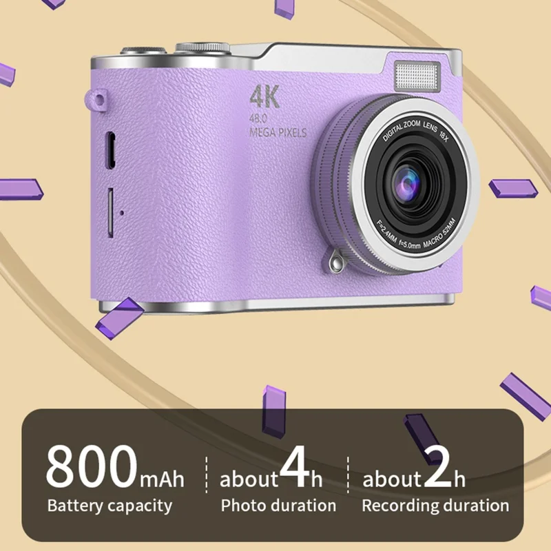 LK007 2.4 Inch Flip Screen High Definition Digital Camera 8X Zoom Auto Focus CCD Camcorder - Green