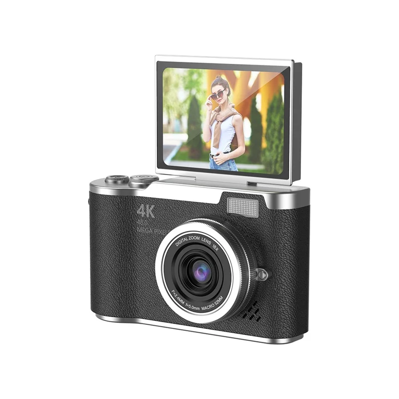 LK007 2.4 Inch Flip Screen High Definition Digital Camera 8X Zoom CCD Camcorder with 32G Memory Card + Card Reader - Black