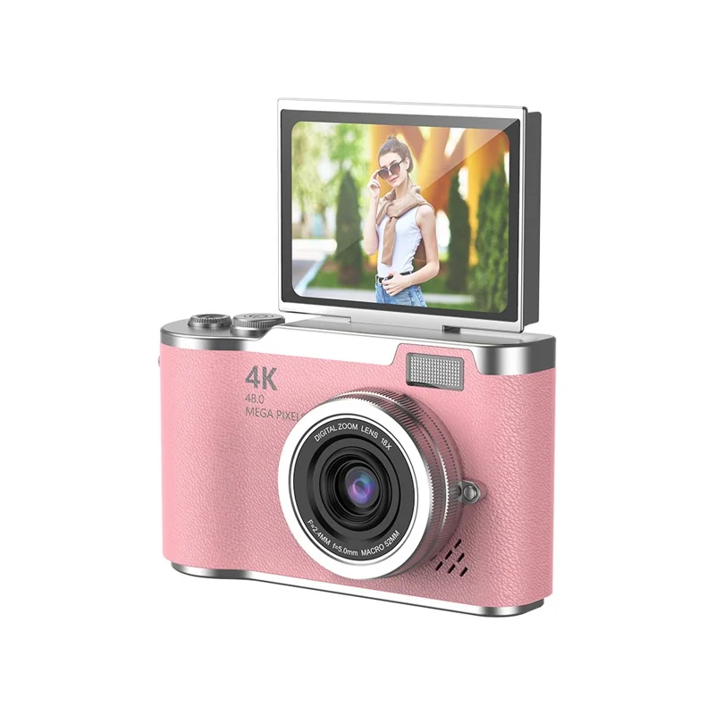 LK007 2.4 Inch Flip Screen High Definition Digital Camera 8X Zoom CCD Camcorder with 32G Memory Card + Card Reader - Pink