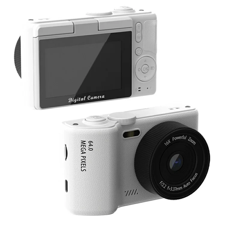 H8 3 Zoll Klappbildschirm 48MP CCD Digitalkamera 16X Digitalzoom 4K Videorekorder mit 64 GB TF-Karte + Kartenleser