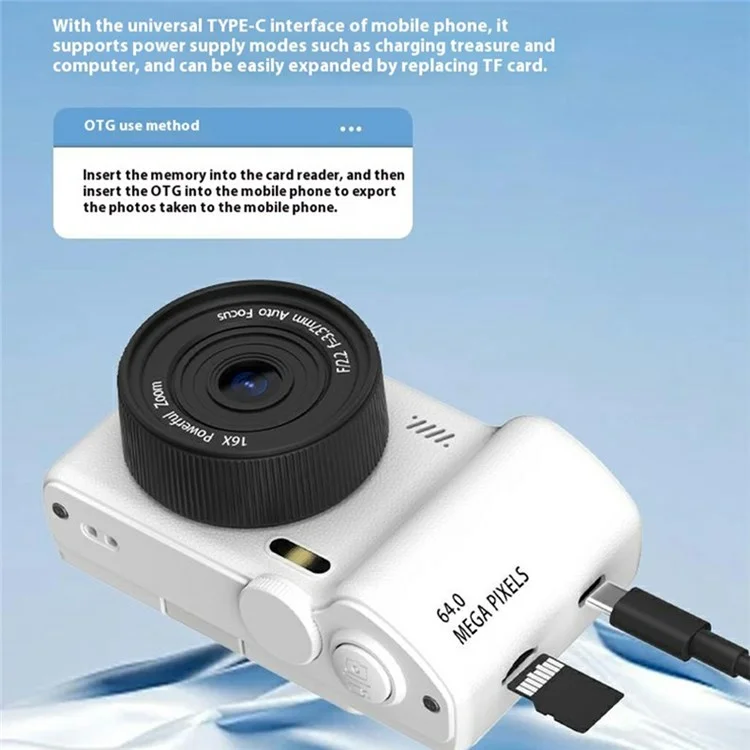 H8 3 Zoll Klappbildschirm 48MP CCD Digitalkamera 16X Digitalzoom 4K Videorekorder mit 64 GB TF-Karte + Kartenleser