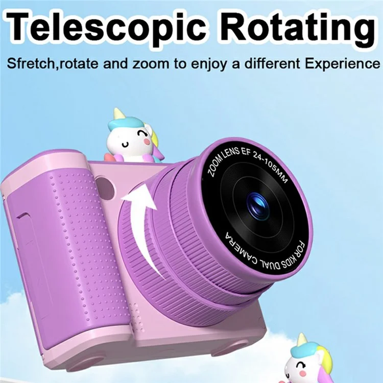 S6 2.4 Inch Flip Screen Digital Camera Telescopic Lens 8X Zoom 1080P HD Recording CCD Camera - Purple