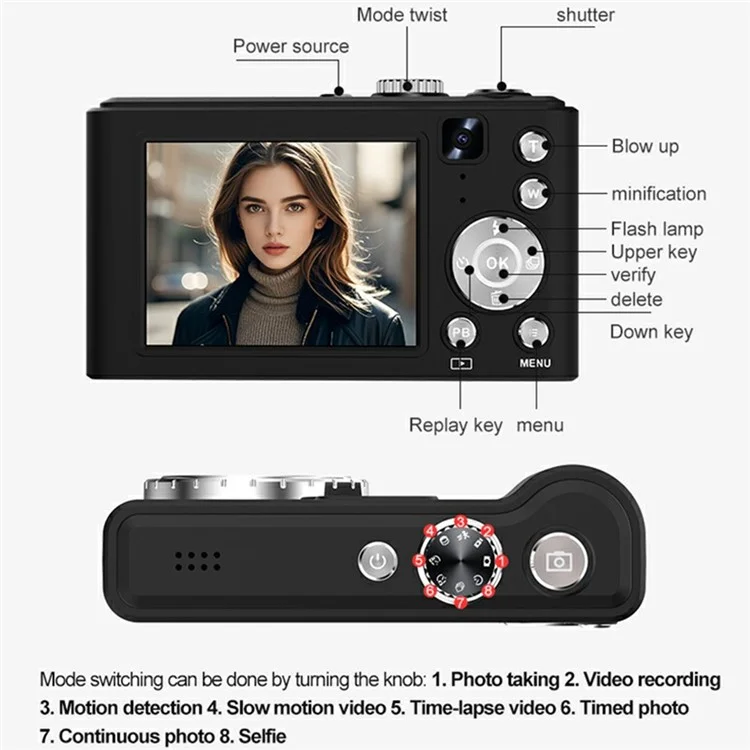 Q21 2.8 Inch IPS HD Screen Dual Lens CCD Digital Camera 16X Digital Zoom Video Recorder - Black  /  Silver