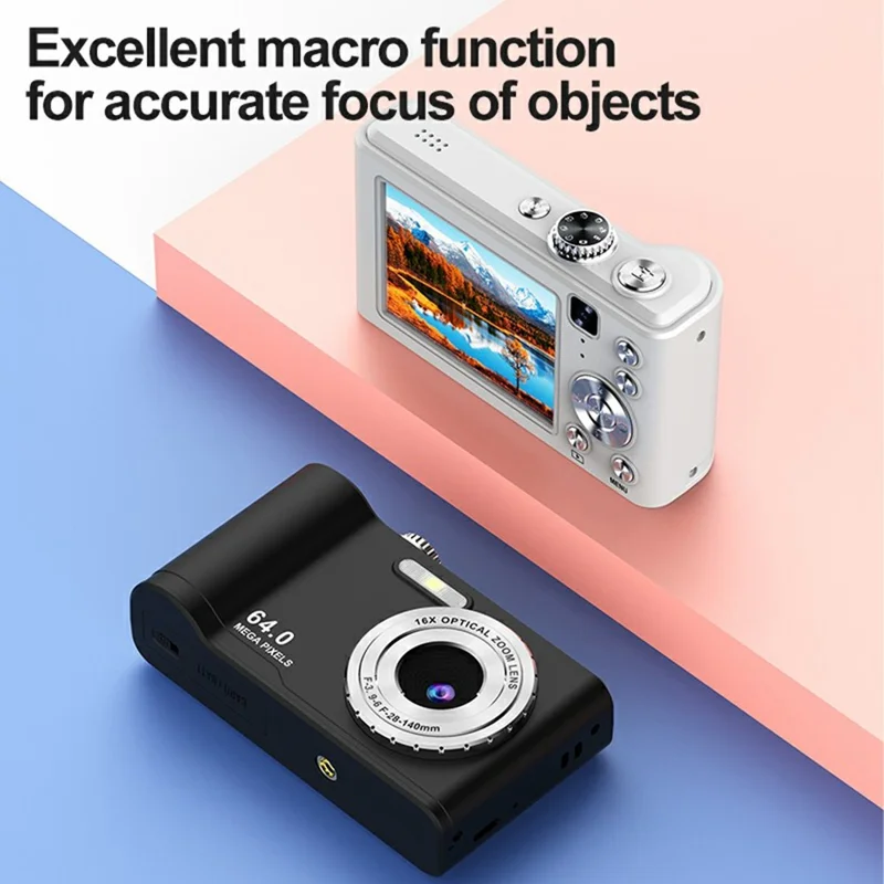 Q21 2.8 Inch IPS HD Screen Dual Lens CCD Digital Camera 16X Digital Zoom Video Recorder - White
