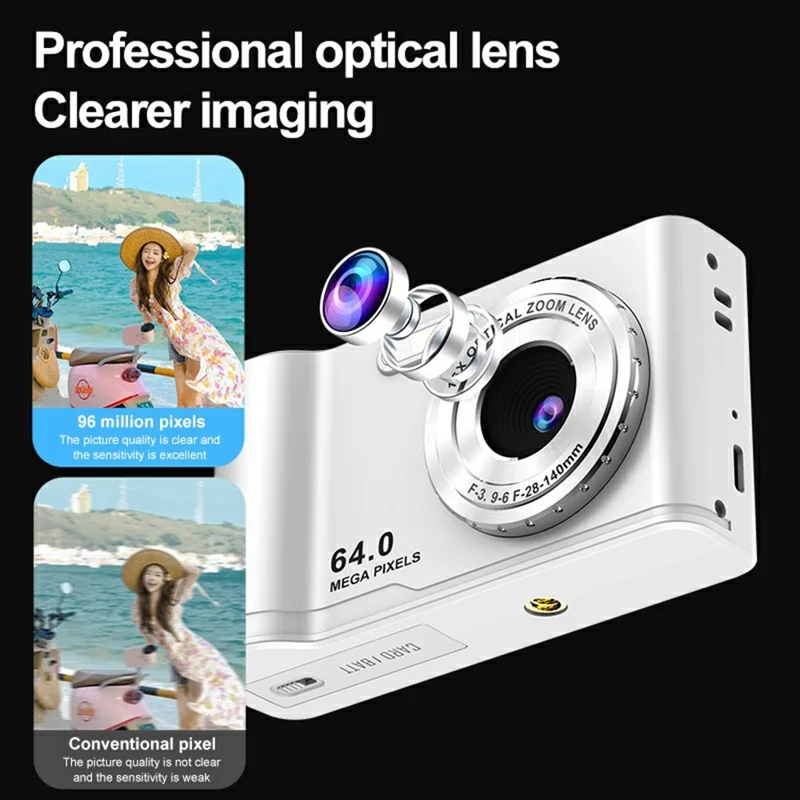 Q21 2.8 Inch IPS HD Screen Dual Lens CCD Digital Camera 16X Digital Zoom Video Recorder - White
