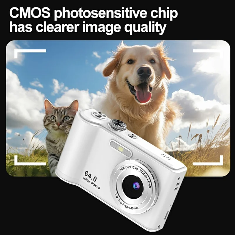 Q21 2.8 Inch IPS HD Screen Dual Lens CCD Digital Camera 16X Digital Zoom Video Recorder - White