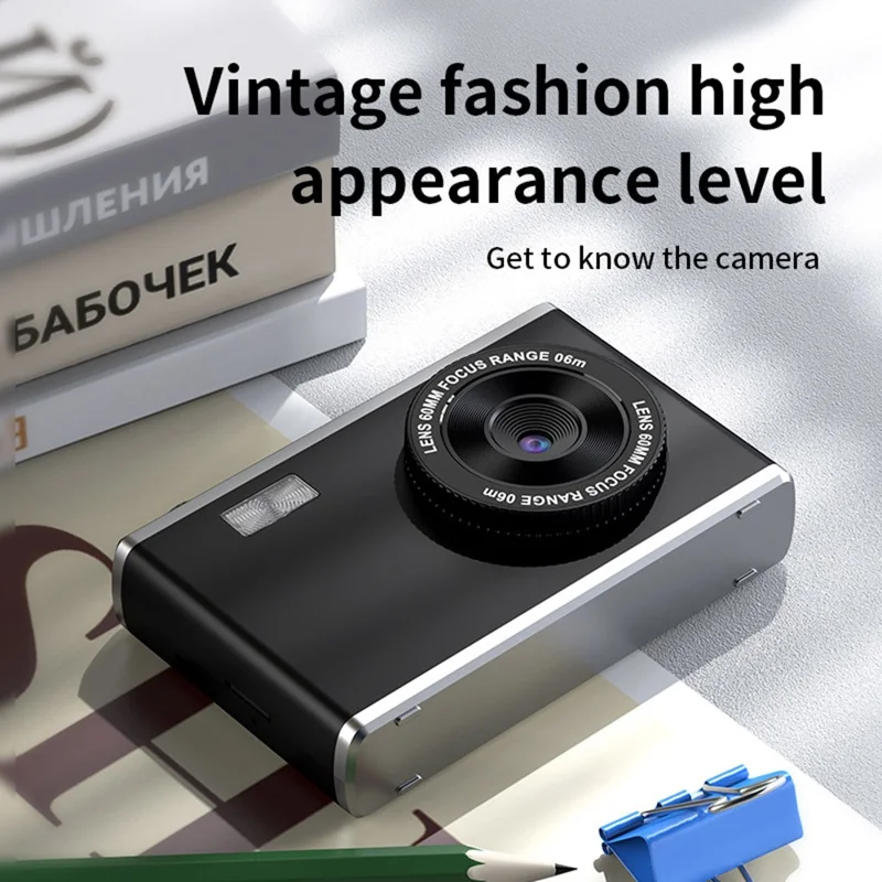 Y25 2.4 Inch HD IPS Screen Dual Lens Digital Camera Video Recording CCD with LED Fill Light - Black