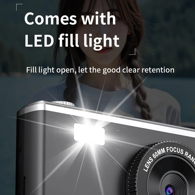 Y25 2.4 Inch HD IPS Screen Dual Lens Digital Camera Video Recording CCD with LED Fill Light - Black