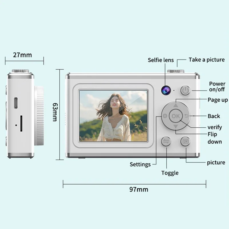 Y25 2.4 Inch HD IPS Screen Dual Lens Digital Camera Video Recording CCD with LED Fill Light - Black