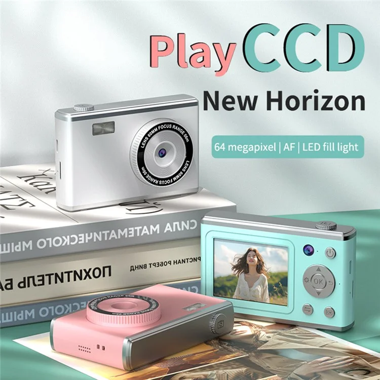 Câmera Digital de Vídeo com Tela IPS HD de 2,4 Polegadas, Lentes Duplas, Gravação de Vídeo CCD com Cartão de Memória de 32G + Leitor de Cartão - Preto