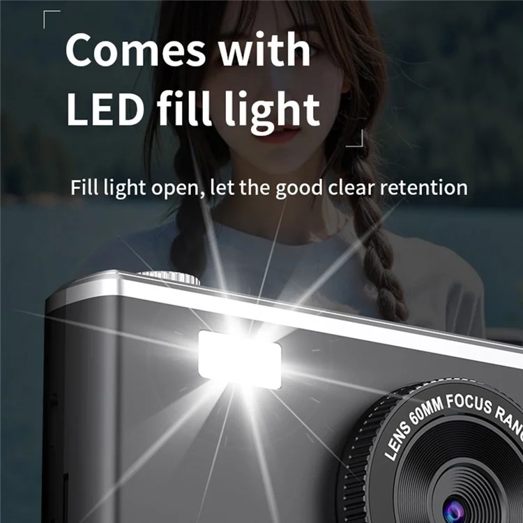 Câmera Digital de Vídeo com Tela IPS HD de 2,4 Polegadas, Lentes Duplas, Gravação de Vídeo CCD com Cartão de Memória de 32G + Leitor de Cartão - Preto