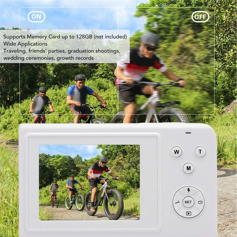 F9 2,4 Zoll HD-Bildschirm Digitalkamera 56 MP Fotos 4K Videoaufnahme 16-facher Digitalzoom Kamera - Weiß