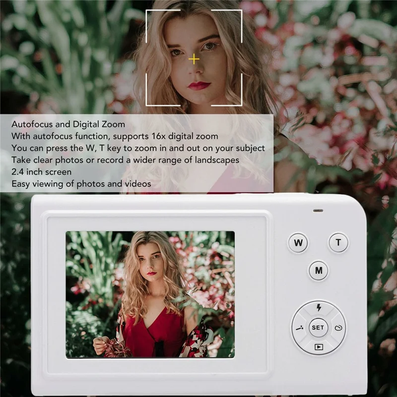 F9 2,4 Zoll HD-Bildschirm Digitalkamera 56 MP Fotos 4K Videoaufnahme 16-facher Digitalzoom Kamera - Weiß