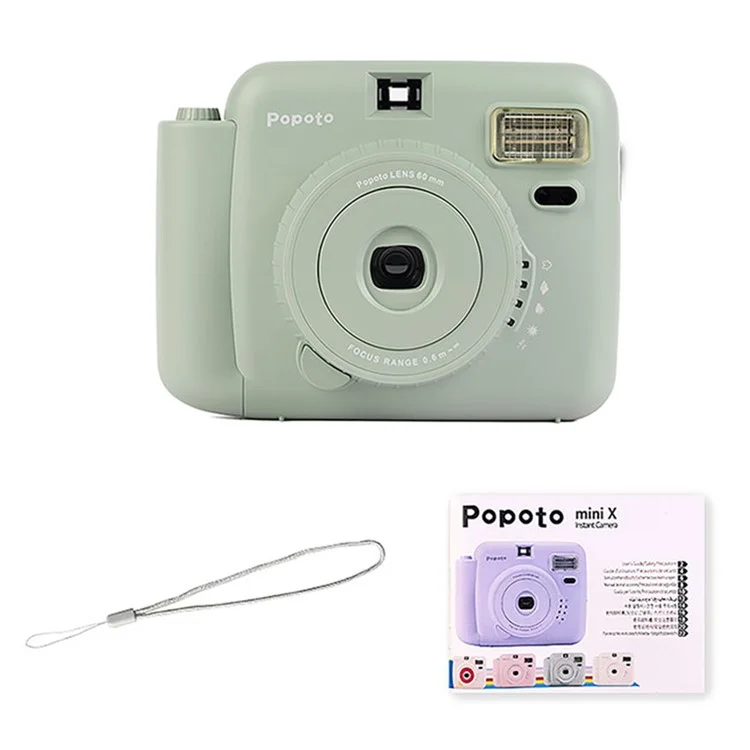 POPOTO Cámara Digital Compacta de Impresión Instantánea con Exposición Manual y Enfoque Fijo Estilo Retro (sin Papel Fotográfico) - Azul