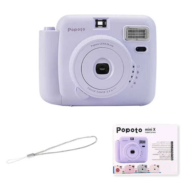 POPOTO Mini Instant Print Camera Manual Exposure Fixed Focus Retro Digital Camera (without Photo Paper) - Purple