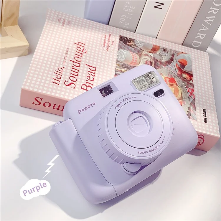 POPOTO Mini Instant Print Camera Manual Exposure Fixed Focus Retro Digital Camera (without Photo Paper) - Purple