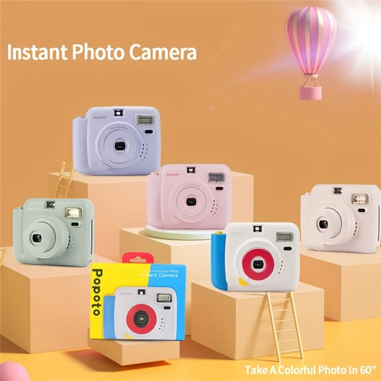 POPOTO Mini Instant Print Camera Manual Exposure Fixed Focus Retro Digital Camera (without Photo Paper) - Purple