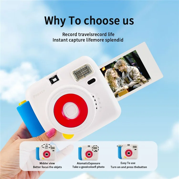 POPOTO Mini Instant Print Camera Manual Exposure Fixed Focus Retro Digital Camera (without Photo Paper) - Purple