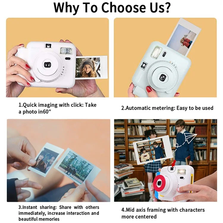 POPOTO Mini Instant Print Camera Manual Exposure Fixed Focus Retro Digital Camera (without Photo Paper) - Purple
