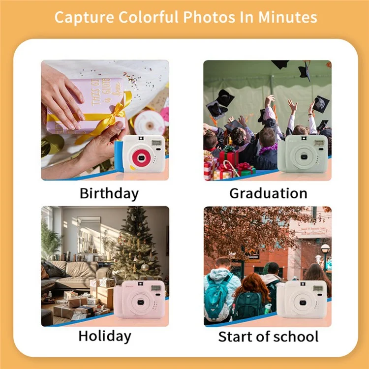POPOTO Mini Instant Print Camera Manual Exposure Fixed Focus Retro Digital Camera (without Photo Paper) - Purple