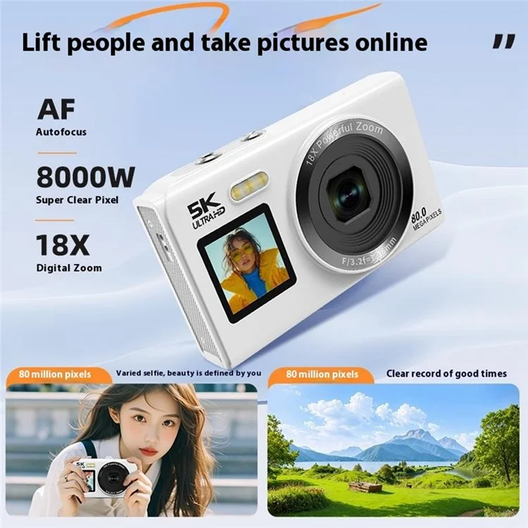 S150PRO Dual Screen Portable Digital Camera High Resolution CCD Selfie Camera for Students - White