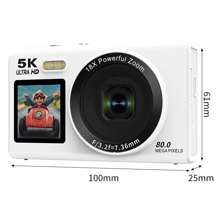 S150PRO Dual Screen Portable Digital Camera High Resolution CCD Selfie Camera for Students - White