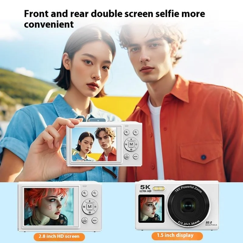 S150PRO Dual Screen Portable Digital Camera High Resolution CCD Selfie Camera for Students - Pink
