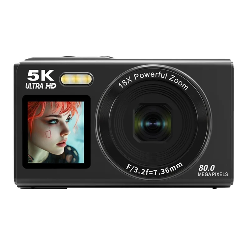 S150PRO Dual Screen Portable Digital Camera High Resolution CCD Selfie Camera, with 64G TF Card + Card Reader - Black