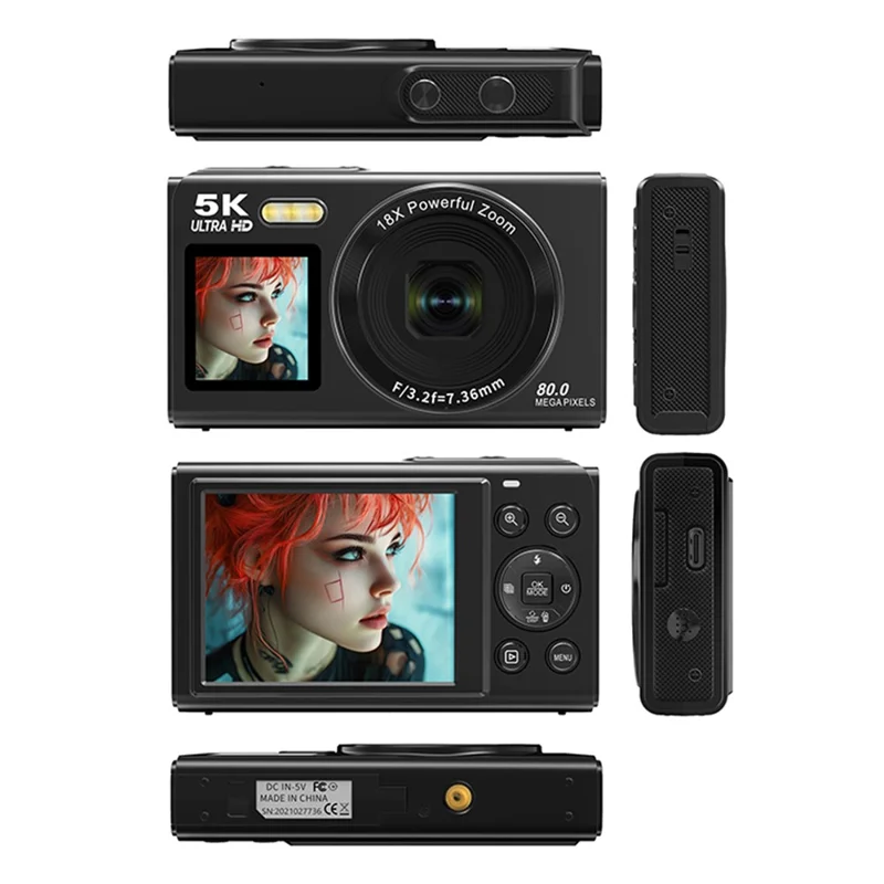 S150PRO Dual Screen Portable Digital Camera High Resolution CCD Selfie Camera, with 64G TF Card + Card Reader - Black