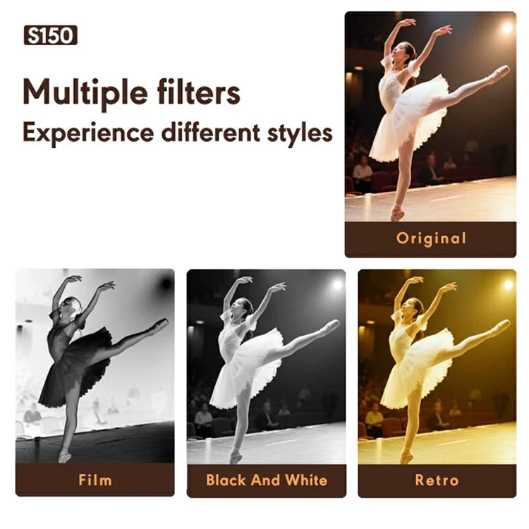 S150 Wearable Mini Camera 1080P HD Video 0.96 Inch IPS Display Necklace Pendant Retro Camera - Brown