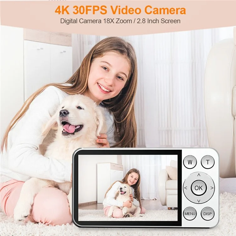 A56 Digital CCD Camera 2000W Pixel 2.8 Inch IPS Screen Photography Camera with 32GB Card