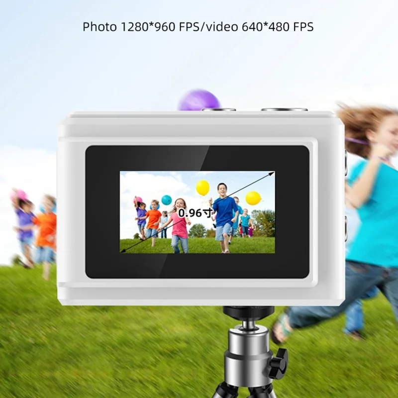 DC23 Mini Digital Camera 0.96 Inch Screen Portable CCD HD Video Recorder for Students - White
