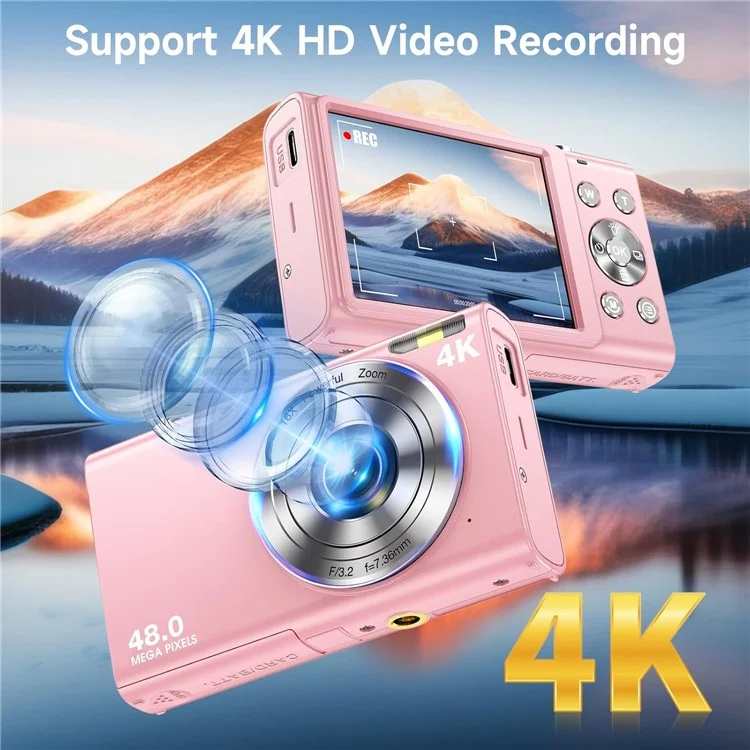 DC402-AF 4K Kids 48MP Câmera Digital Foco Automático - Luz Verde