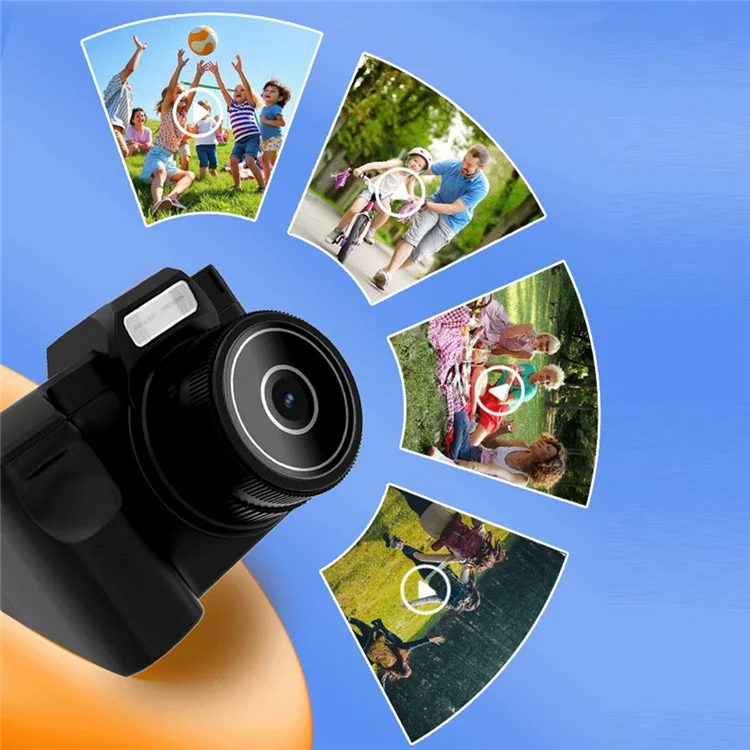 D7 0.96 Inch Screen Mini Digital Camera Built In Filters HD Photo Video Recording Retro Camera (Without TF Card) - Black