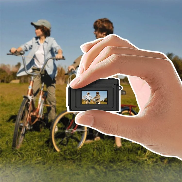 D7 0.96 Inch Screen Mini Digital Camera Built In Filters HD Photo Video Recording Retro Camera (Without TF Card) - Black