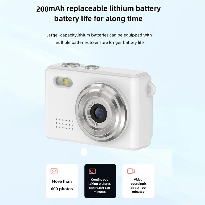 DC23 Mini Digital Camera 0.96 Inch Screen CCD HD Video Recorder for Students, with 32GB Memory Card + Card Reader - Black