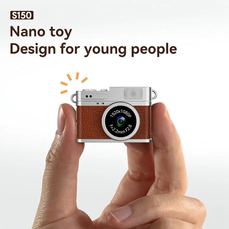S150 Caméra Miniature Portable 1080P HD Vidéo Écran IPS 0,96 Pouce Pendentif Caméra Rétro avec Carte TF 32 Go - Marron