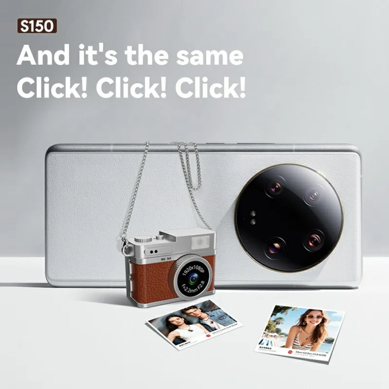 S150 Caméra Miniature Portable 1080P HD Vidéo Écran IPS 0,96 Pouce Pendentif Caméra Rétro avec Carte TF 32 Go - Marron