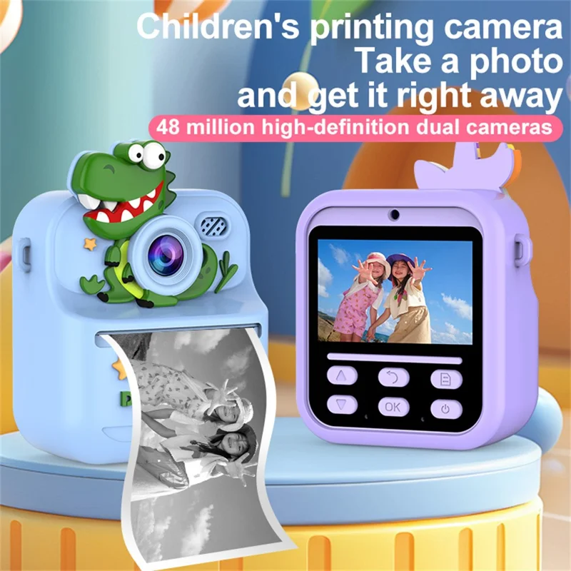 Fotocamera digitale istantanea per bambini S1 con schermo IPS da 2,4 pollici, doppio obiettivo, registratore video HD e scheda da 32 GB + lettore di schede - Coniglio rosa