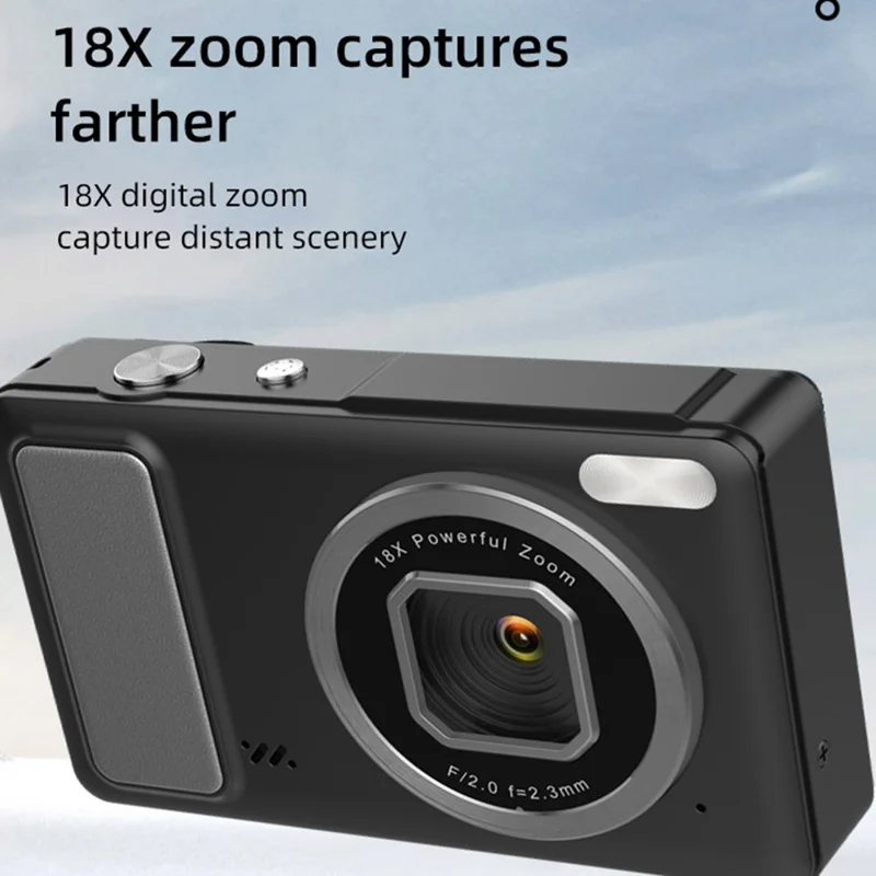 DC15 Câmera Digital Portátil de 2,4 Polegadas em 4K HD, Zoom Digital 18X 64MP Bolso CCD, com Cartão TF de 32GB + Leitor de Cartão
