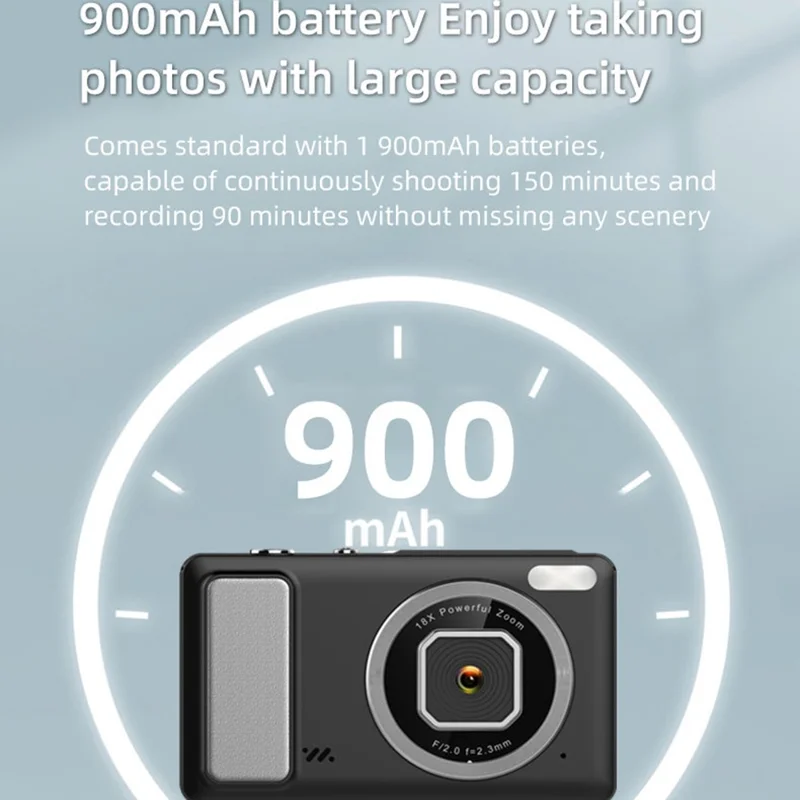 DC15 Câmera Digital Portátil de 2,4 Polegadas em 4K HD, Zoom Digital 18X 64MP Bolso CCD, com Cartão TF de 32GB + Leitor de Cartão