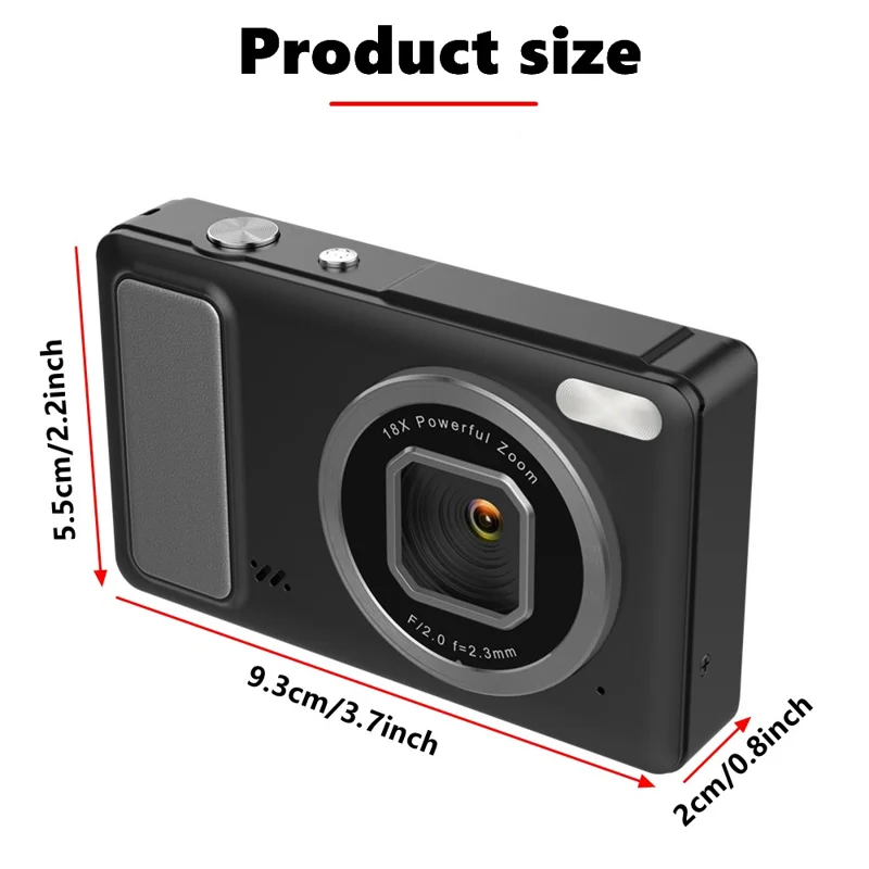 DC15 Câmera Digital Portátil de 2,4 Polegadas em 4K HD, Zoom Digital 18X 64MP Bolso CCD, com Cartão TF de 32GB + Leitor de Cartão