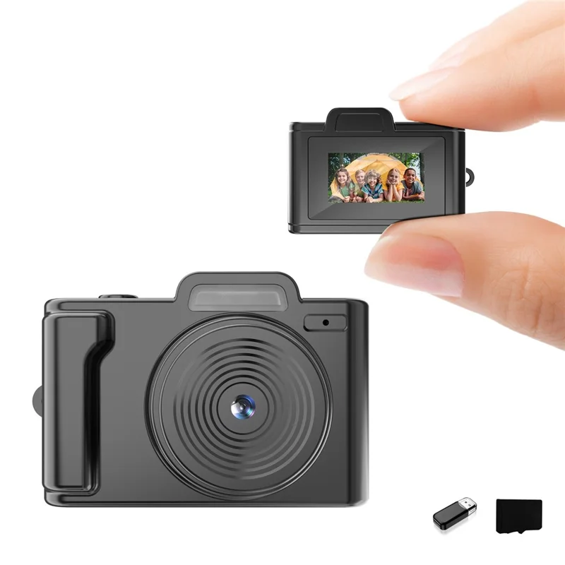 E9 Mini Digitalkamera 0,96 Zoll Display 1080P Videorekorder mit 32 GB Speicherkarte und Kartenleser - Schwarz