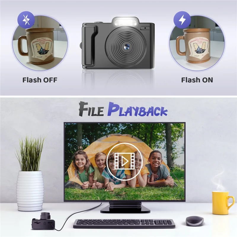 E9 Mini Digitalkamera 0,96 Zoll Display 1080P Videorekorder mit 32 GB Speicherkarte und Kartenleser - Schwarz