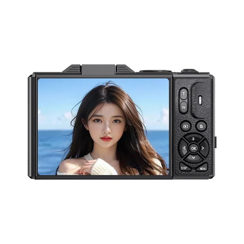 WD08 3.0 Inch HD Flip Screen Digital Camera 5K Video Recorder with 32GB Card (Dual Battery) - Black