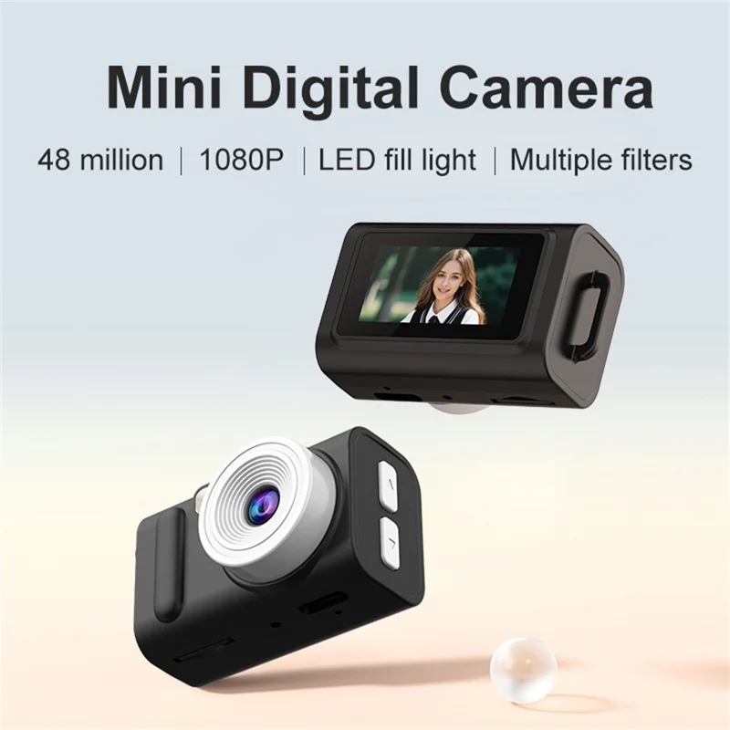 H08 0,96 Zoll Vollfarb-Bildschirm Mini-HD-Digitalkamera mit LED-Blitzlicht 4K-Videorekorder, mit 32 GB Karte