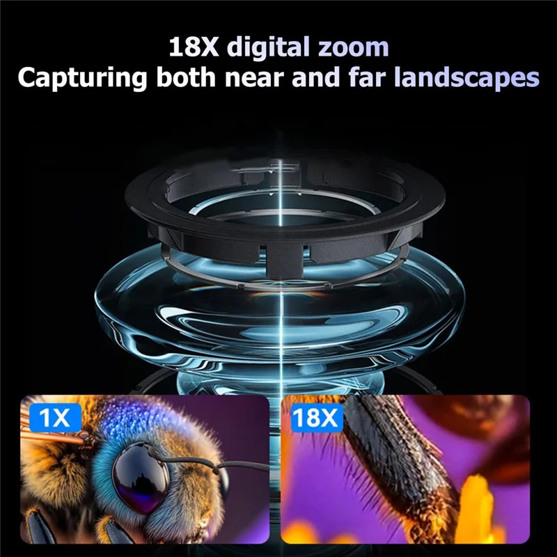 WD07 Dual Lens 4K Digital Camera 18X Zoom WiFi 75MP UHD 3 Inch LCD Screen Photography Camera - Black