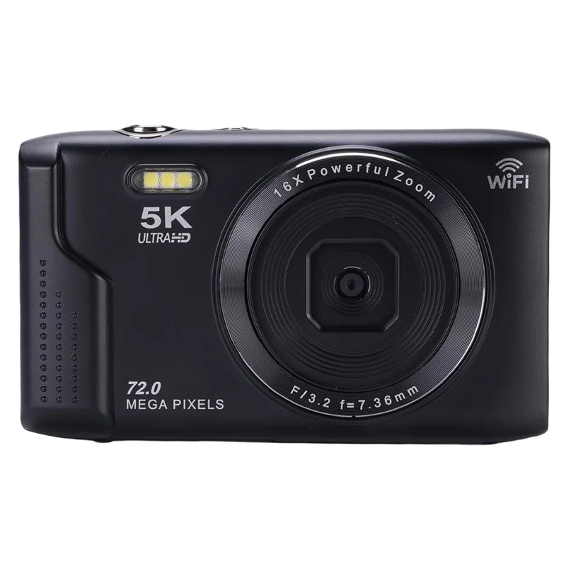 S95 Pro 5K Цифровая камера с 16-кратным зумом, Wi-Fi, 72 Мп, 2,8-дюймовым ЖК-экраном, для влогинга и фотосъемки - Черная